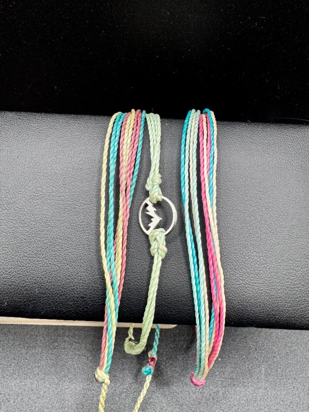 Pura Vida Silver Mountain Charm Pastel Boho Beach Waterproof Bracelet Stack